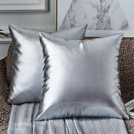 EUCIOR Sparkling Silver Grey Pillows, Decorative Pillow Cases,24x24 Inch Pillow Covers, for Home Sofa Couch Chair Back Seat Bedroom Car, Starry 2 Pack (Silver)