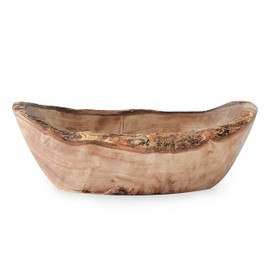 Forest Decor Set of 10 Decorative Wood Bowl - 7" Wooden Boat Shaped Bowl for Fruit - Olive Wood Snack Bowls - Handmade Rustic Serving Bowls - Table Countertop Wood Centerpiece for Home Décor