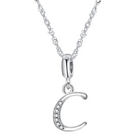Globalwin Jewellery - Collar con colgante de plata de ley 925 de la A a la Z, circonita cúbica transparente de 26 letras, para pulseras, collares de joyería DIY, Plata esterlina, circonita