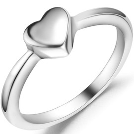 Jude Jewelers Stainless Steel Heart Shaped Wedding Engagement Promise Statement Anniversary Ring (Silver, 4)