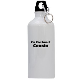 Knick Knack Gifts I'm The Smart Cousin - 20oz Stainless Steel Water Bottle with Carabiner, White