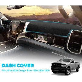 GZSH Dash Cover Fit for Dodge Ram 1500 2500 3500 2019-2026 with Dust Brush Anti-Slip Dodge Ram 1500 2500 3500 2019-2026 Dashboard Black Anti-Vertigo Dash Mat for Dodge Ram Flannel Dash Mat