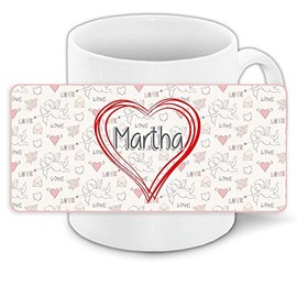 Liebestasse mit Namen Martha und schönem Love-Motiv mit Herzen - Keramiktasse Freundschafts-Tasse