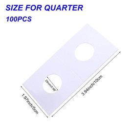 VIDAYA Coin Holders for Collectors, Quarter Coin Collection Supplies Cardboard Coin Case 2x2 Coin Flips, PVC Free-No Acid-Coin Safe (100PCS, Quarter Sizes)