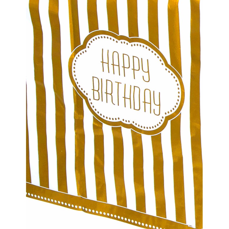 Unique Party 49583 - Plastic Golden Birthday Tablecloth, 7ft x