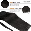 Lacer Pony Tails Extensions Human Hair Silky Straight Jet Black