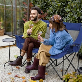 Double Camping Chairs Oversized Loveseat - 2 Person Camping Chair Portable Lawn Folding Chair for Outside Adults - Heavy Duty Outdoor Camping Couch with Cup Hold, Blue