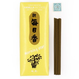 Nippon Kodo Morning Star Vanilla Japanese Incense - 200 Stick Box with Ceramic Holder