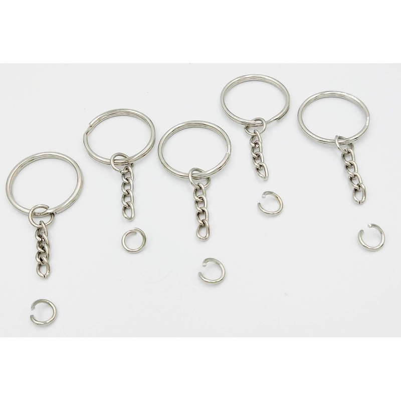 Key Ring with Chain and Open Jump Rings 1 inch,