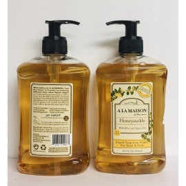 A La Maison 2 Bottles Honeysuckle with Olive & Argan Oils Hand & Body Soap 16.9 fl oz Each