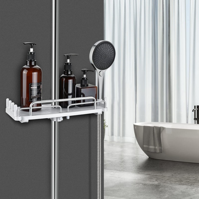 LOLYPOT Shower Shelf No Drilling Telescopic 32-48 cm, Shower Shelf