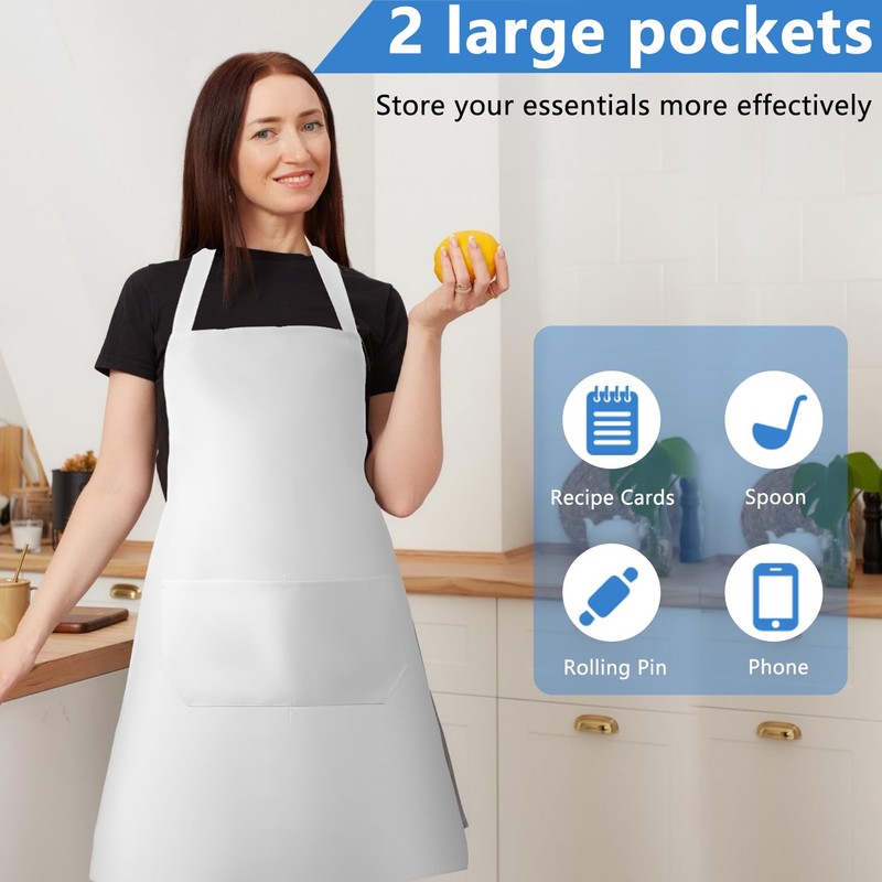 Bgtecho18 Pack Bib Apron,Aprons Bulk with 2 Pockets,Apron Bulk for