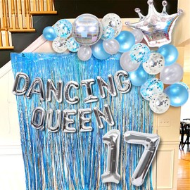Roaring Good Time Blue Dancing Queen 17 Birthday Decoration Dancing Queen 17 Party Decorations Mamma Mia Disco Birthday Party Decors 70s Disco Decoration