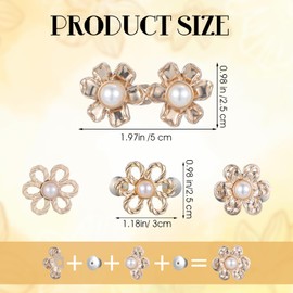 11 Sets Pant Waist Tightener Flower Jeans Button Pant Waist Tightener Jean Buttons for Loose Jeans Adjustable Waists Buckle Sets No Need to Sew Detachable Button Pins for Pants, Skirts, Sleeves