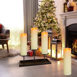 PChero 10" x 3" Flickering Flameless Candles with Remote and Timers, Battery Operated Real Wax LED Pillar Candles - Set of 2, for Home Decor, Candle Sconces