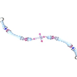 Crystal Cross Bracelet - MANY COLORS - Pink Crystal Bracelet - Pearl Bracelet - Cross Jewelry - Easter Bracelet Gift - Christmas Gift - Birthday Gift Bracelet - MATCHING EARRINGS/NECKLACE AVAILABLE