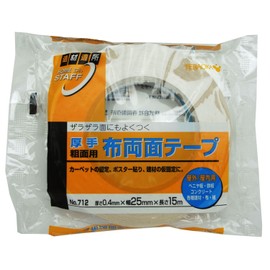 Teraoka Seisakusho Thick Double-Sided Cloth Tape for Rough Surfaces, Width 1.0 inches (25 mm) x Length 59.4 ft (15 m) No.712