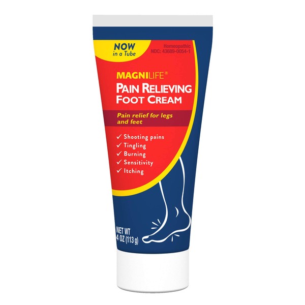 MagniLife Pain Relieving Foot Cream Soothing Relief for Soreness, Pain, Burning, Tingling, Itching or Sensitivity in Feet & Legs - All-Natural Moisturizing Topical - Petroleum-Free - 4oz Tube