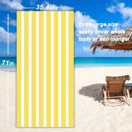 BonGu Beach Towel Oversized Stripe 180x90cm, Quick Dry Sand Free Beach Towels with Travel Bag Soft Beach/Pool Essentials for Men Women (Yellow)