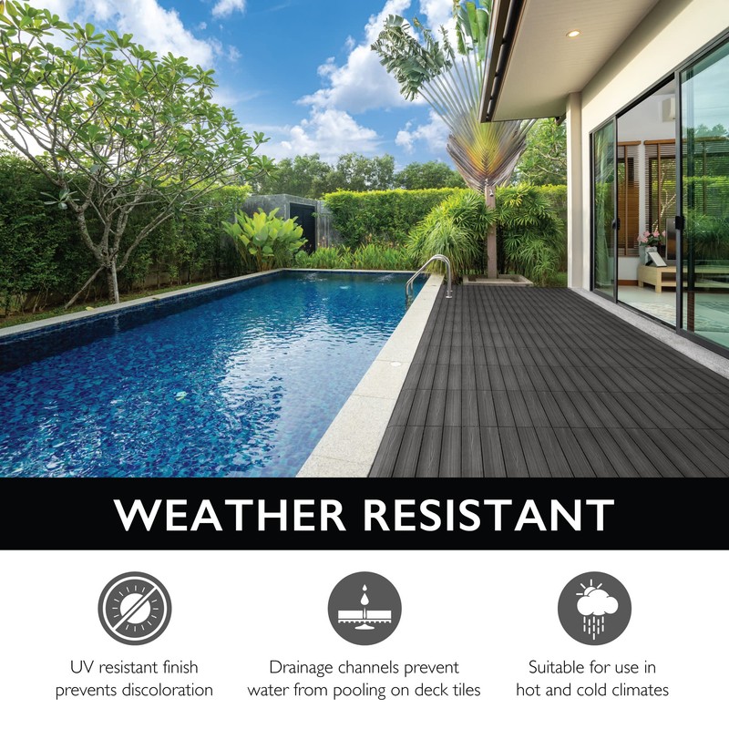 Design House Square Deck Tiles, Interlocking Wood Composite Decking, 1000lb