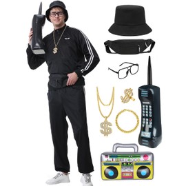 Abawaka 80s Outfit for Men 90s Track Suit Themed Party Outfits Costume for 80s 90s Windbreaker Sweatsuit Sportswear