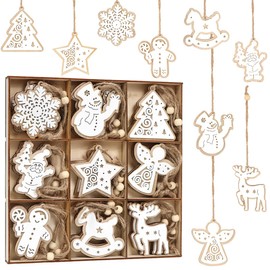 16pcs Handmade Wooden Christmas Tree Decorations Christmas Tree Decorations Handmade Christmas Ornaments