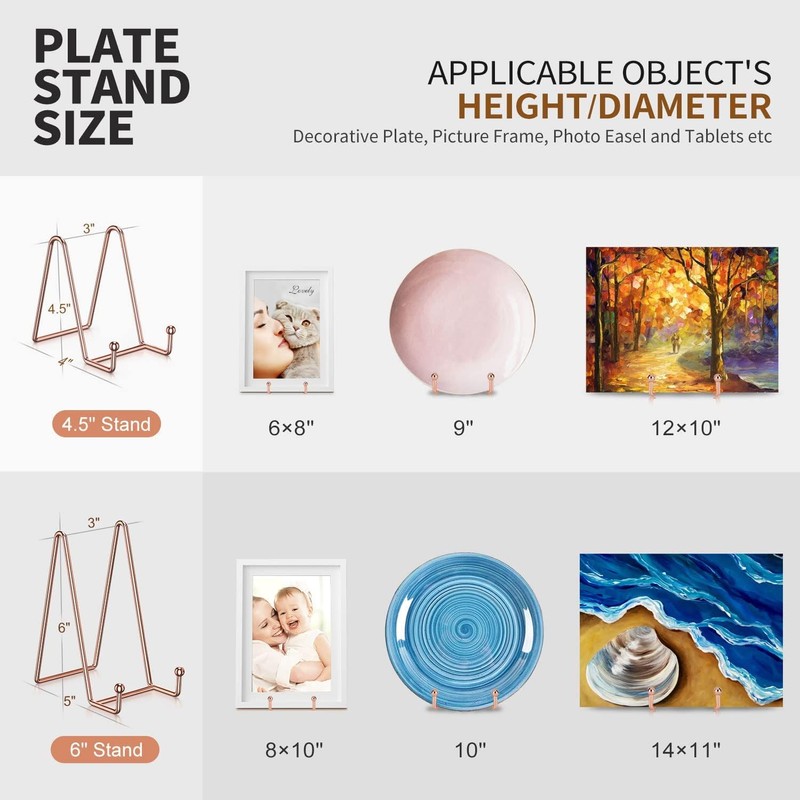 3 Pack Plate Stands for Display, 4.5 Inch Picture Stand