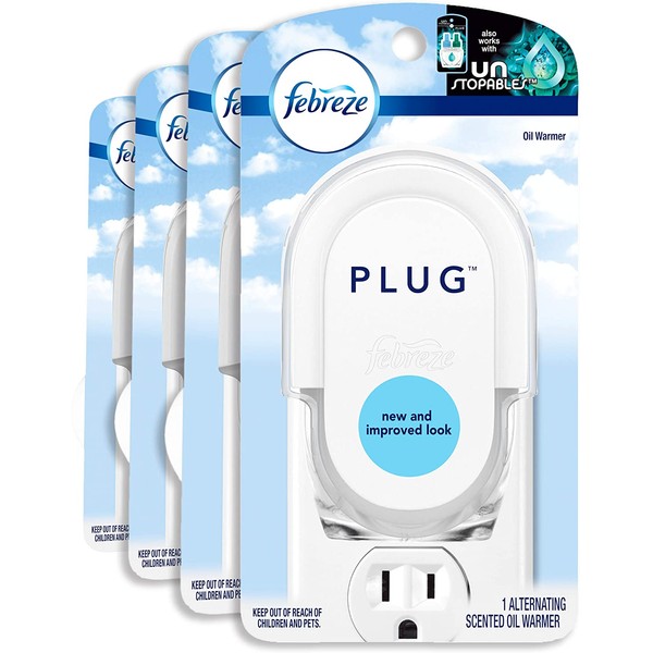 Febreze Plug In Air Freshener Scented Oil Warmer, 1 Count (Pack of 4) (Oil Not Included)