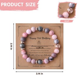 Happy 70th Birthday Gift for Women Natural Stone Beaded Bracelet for Mother Mom Birthday Gifts from Daughter Son 70 Year Old Birthday Gifts for Grandma Nana Happy Birthday Charm Bracelet