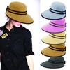 Straw Packable Sun Hat with Black Sash- Wide Front Brim