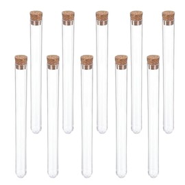 WELANGBN 10Pcs Clear Plastic Test Tubes with Cork Stoppers, 15x150mm 13ml, Good Seal for Jewelry Seed Beads Powder Spice Liquid Storage, Lab Use or Decoration