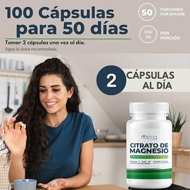NAIMA Citrato de Magnesio 100 Cápsulas | Suplemento Alimenticio | Ingredientes Naturales