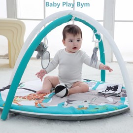 EAPFCT Baby Play Gym Activity Mat,Baby Gyms & Playmats for Babies 0 to 3 6 9 12 Months,Tummy Time Mat with 5 Toys for Visual,Hearing,Sensory,Motor Development,Newborn Infant Baby Essentials Gift