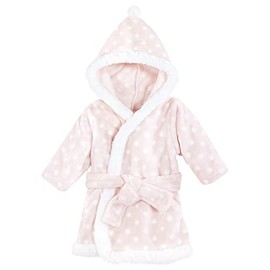 Hudson Baby Unisex Baby Plush Animal Face Bathrobe, Pink Polka Dot, 0-9 Months