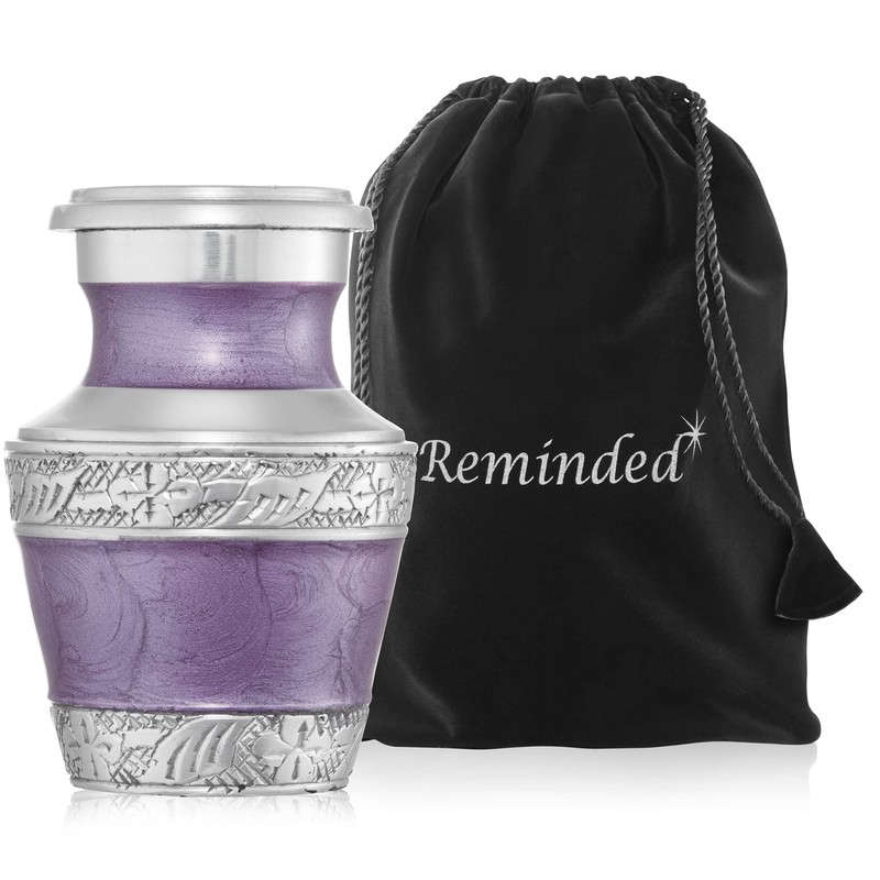 Reminded Small Cremation Keepsake Urn for Human Ashes, Lavender and