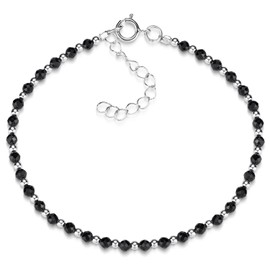 MATERIA by Matthias Wagner Natural Stone Bracelet Women's Gemstone Silver 925 Bracelet 16.5 - 20 cm, Sterling Silver, Spinel