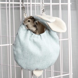 Copfeu Sugar Gliders Sleeping Pouch Snuggle Cage Hanging Bed House for Squirrels Marmosets Rats Hamster Small Pets (Blue,Small)