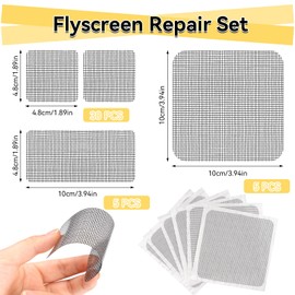 Fly Screen Repair Tape, Strong Fly Screen Window Repair Set, Mosquito Net Repair Tape, Fibreglass Tape for Repair of Fly Screen for Screen Window, Door Hole - Black