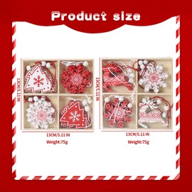 24 Pcs Wooden Christmas Decoration Set Cute Charms Holiday Hanging Ornament Christmas Hanging Ornaments Wooden Christmas pendant for Christmas Home Decoration and Various Occasions