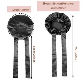 Black Mulberry Silk Sleep Cap with Elastic Band, Non-Slip Headwear, Silk Cap for Sleeping, Night Cap for Curly Hair, Adjustable, Hair Protection, Hair Care