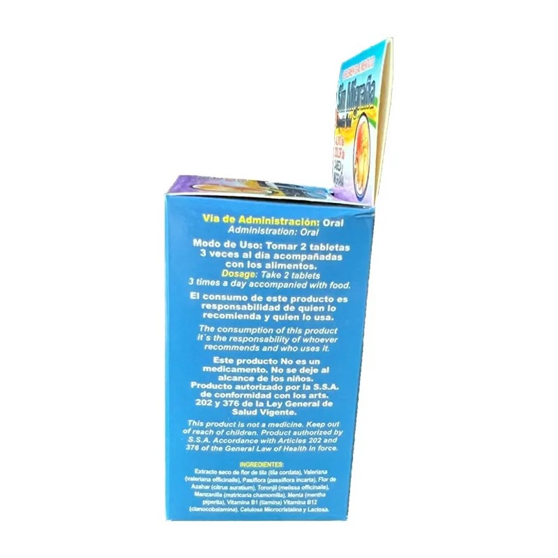 Suplemento Alimenticio Migraña Compuesto Herbal Cefalea Sabor