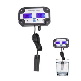 Digital Water Quality Meter PH Salt Content 2-in-1 Continuous Monitoring Meter for Swimming Pools Gardening Water Tester for Drinking Water Coolant Water PH Tester EU Plug 220V