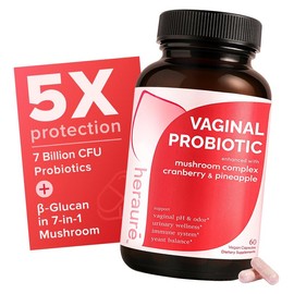 HerAuré Feminine Probiotics for Women | 7 Billion CFU | pH Balance, Odor Control & Flora Health | 7-in-1 Mushroom Blend, Cranberry & Beta-Glucan | 60 Capsules