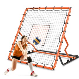 Baseball Rebounder Net, 4x4.5 FT Baseball& Softball Pitch Back Rebounder with 4 Adjust Angles, Volleyball Training Equipment for Baseballs,Lacrosse,Soccer, Backyard Pitching Fielding Catching Practice