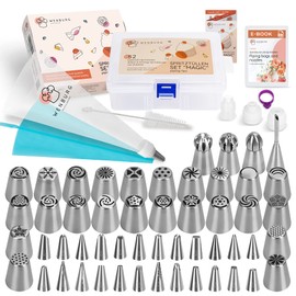 Wenburg Sac à poche con beccucci – 100 pezzi – Set di beccucci per torte in acciaio inox – Set professionale per gli ambiziosi hobbisti – Versatile
