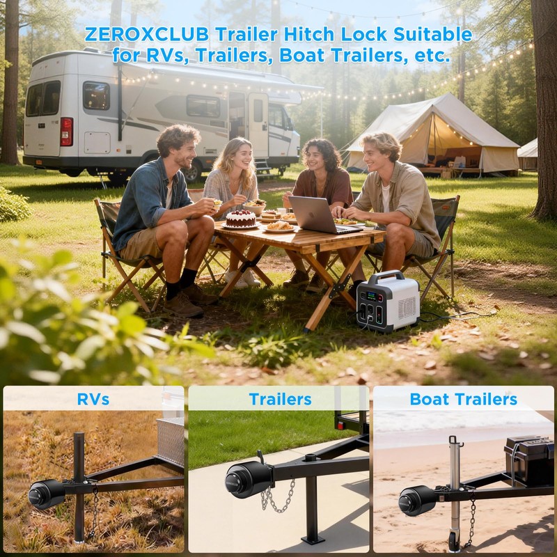 ZEROXCLUB Upgraded Trailer Lock Fits 2-5/16 Inch Coupler, Safety Chains