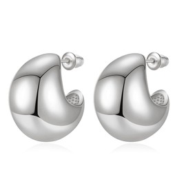 Anten - arete de aro de oro grueso rosa para mujer, aretes ligeros con aros chapados en oro real de 18 quilates, joyería hipoalergénica de moda para mujer, Chunky Drop, Latón, No es una piedra