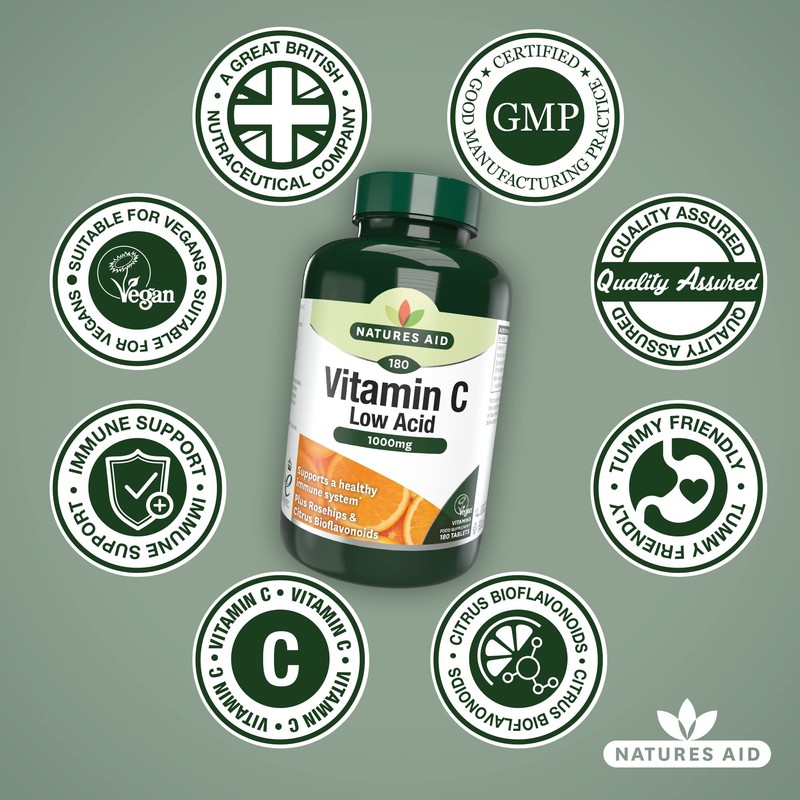 Natures Aid | Vitamin C - 1000Mg Low Acid 180
