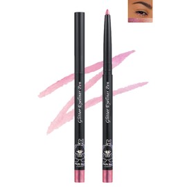 Colored Glitter Eyeliner Pencil, Chameleon Matte Metallic Eyeliner Pen Eyeshadow, Pink Shimmer Retractable Eyeliner Waterproof Smudge-proof, Highlighter Gel Eye Liner St Patrick's Gift for Women-02