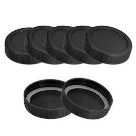 uxcell Mason Jar Lids, 10pcs - Plastic Storage Lids with 10pcs Silicone Ring, Regular Mouth Leak Proof Fits Canning Lids (Black)
